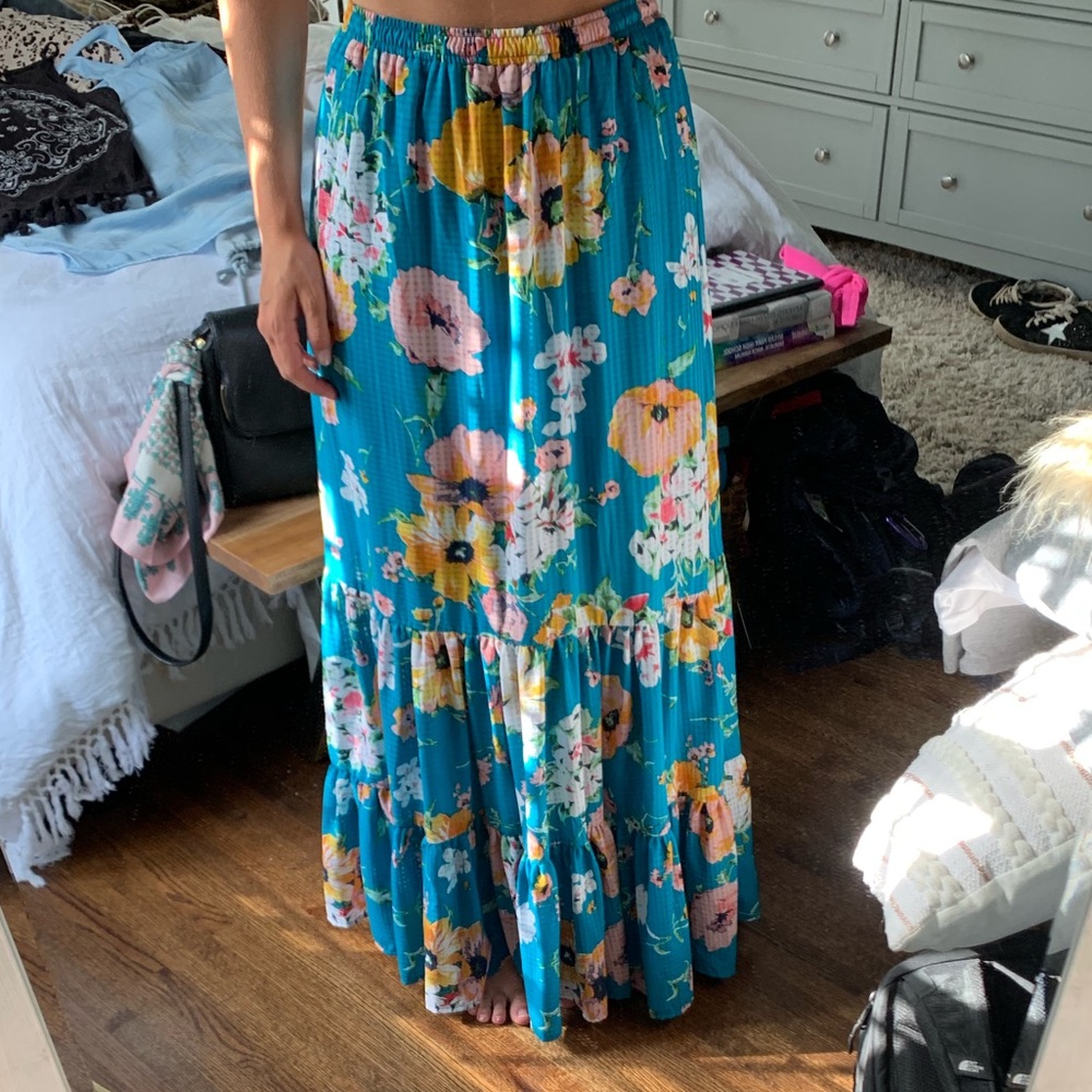 Blue Floral Maxi Skirt